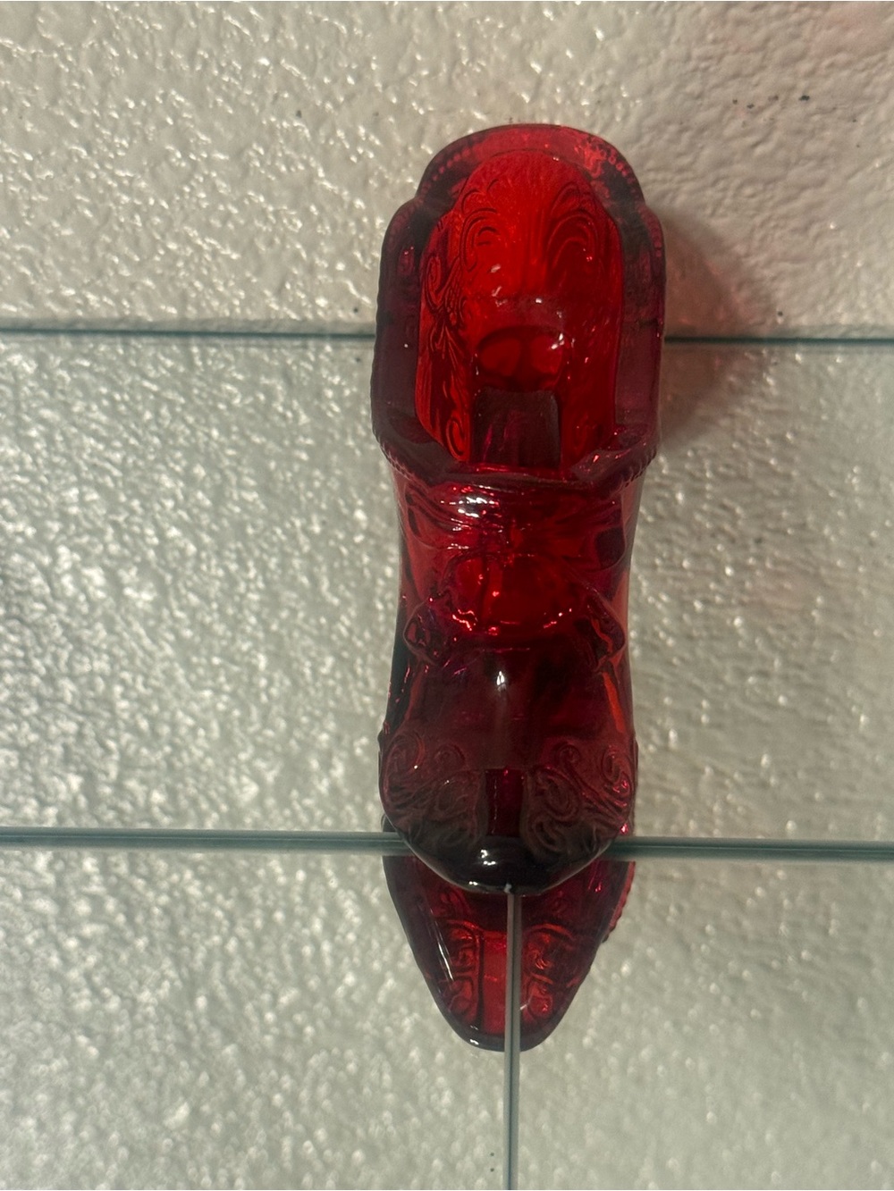 Vintage Mosser Glass Victorian "Bows & Scrolls" Boot Figurine